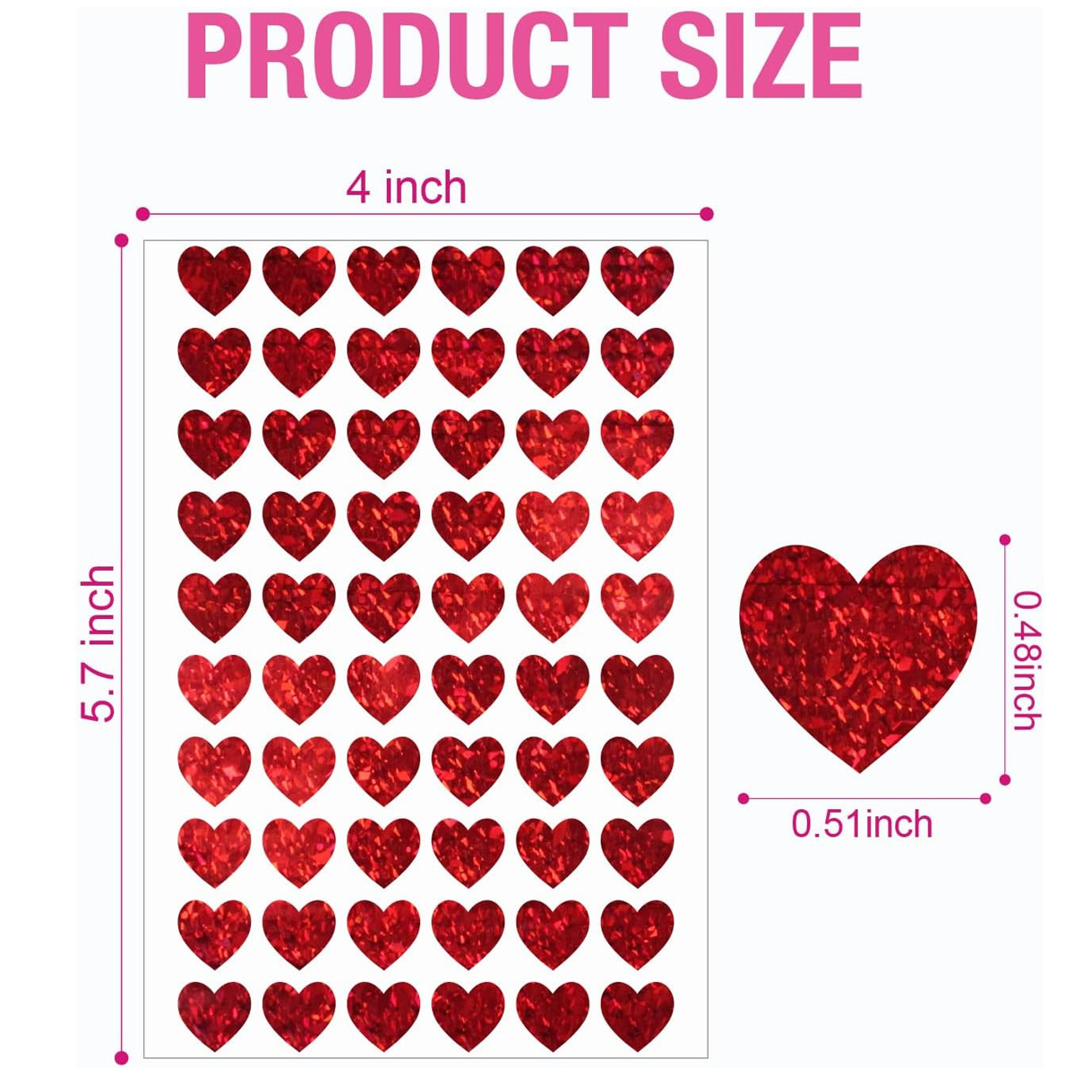 600 Pcs Red Heart Stickers, Sm - Glitter Vinyl Roll のレビューと価格