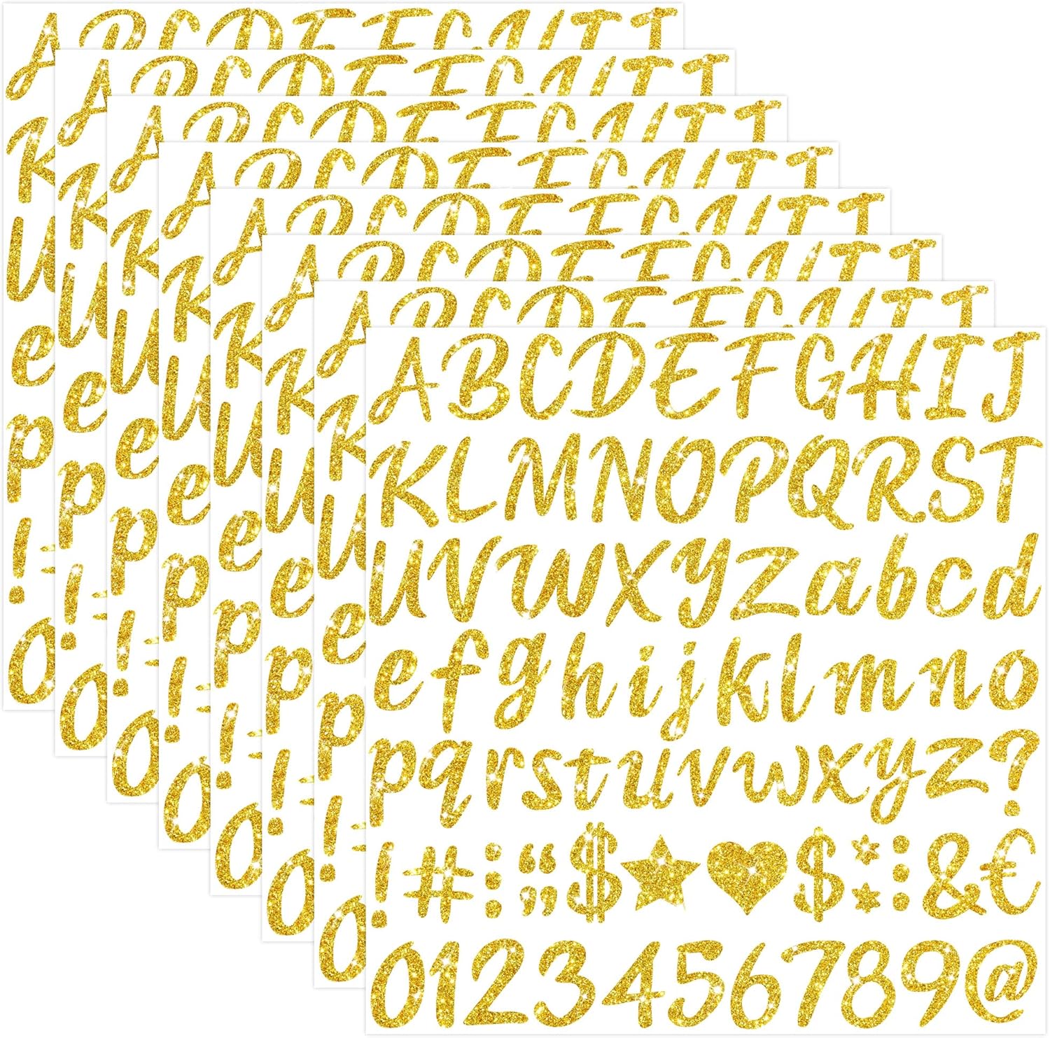 664 Pcs/8Sheets Gold Glitter A - Glitter Vinyl Roll のレビューと価格