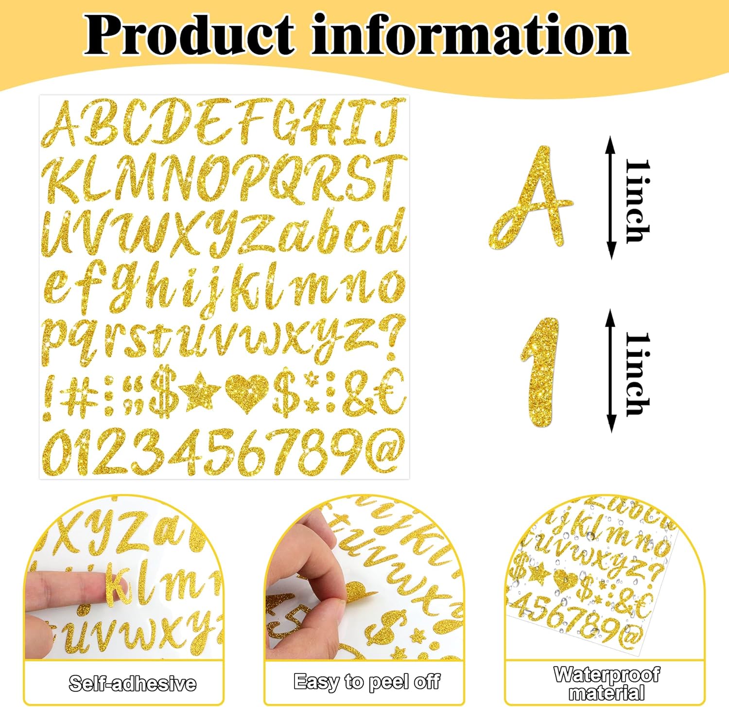 664 Pcs/8Sheets Gold Glitter A - Glitter Vinyl Roll のレビューと価格