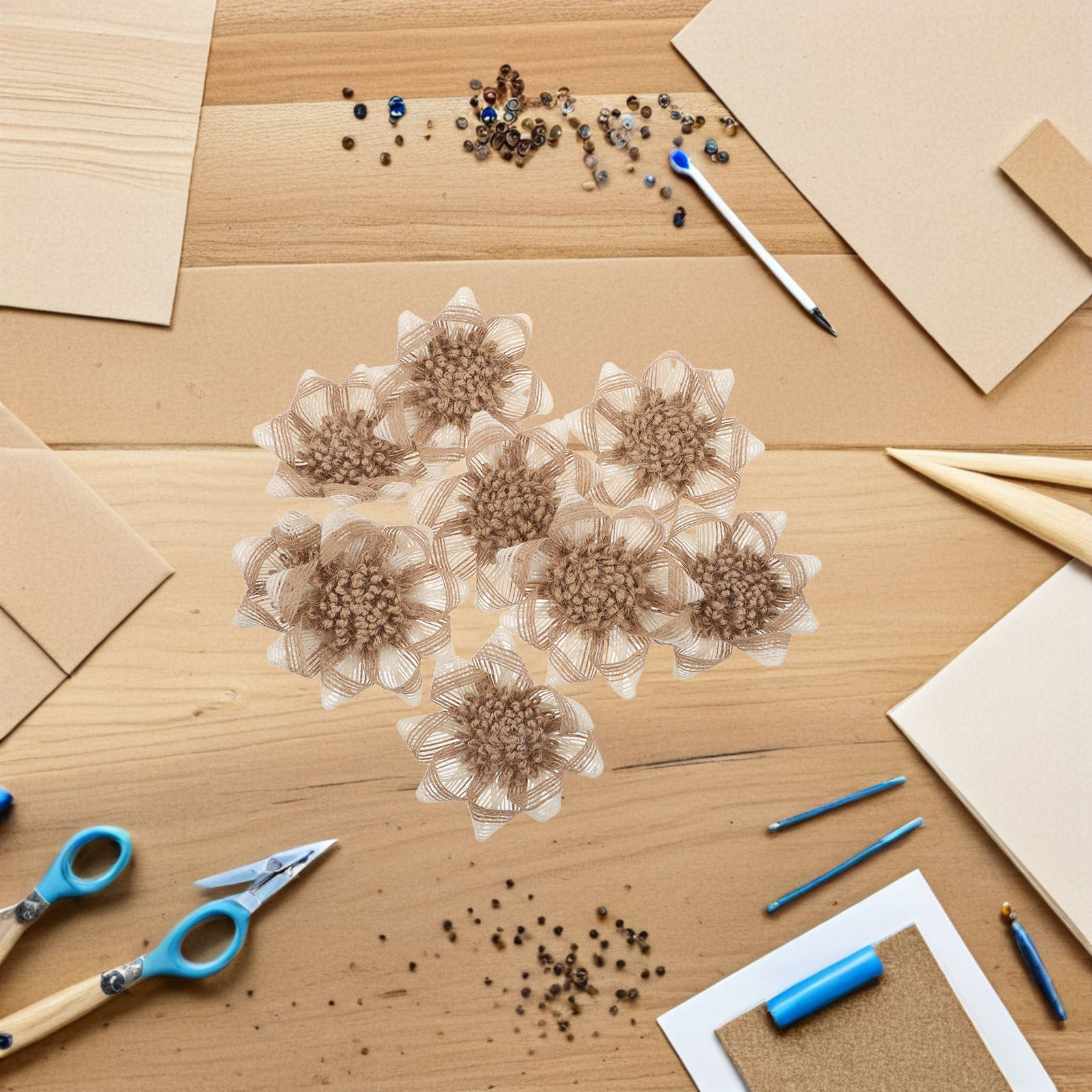 9Pcs Craft Flowers Burlap: Vin - Craft Embellishments のレビューと価格