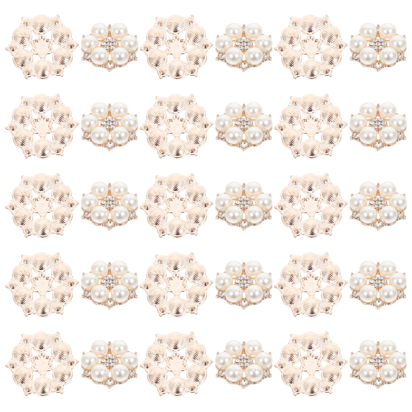30Pcs Pearl Flower Button DIY  - Craft Embellishments のレビューと価格