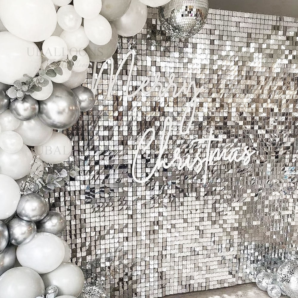 Silver Sequin Wall Backdrop Pa - Sequin Fabric Panel のレビューと価格
